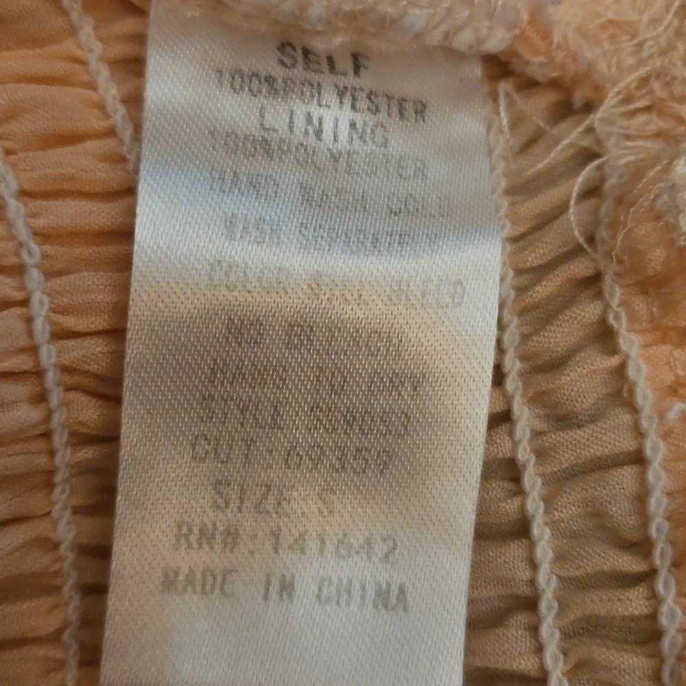 SHE & SKY Peach Off-Shoulder Ruched Peplum Ruffle Smocked Cropped Top - Picture 8 of 8